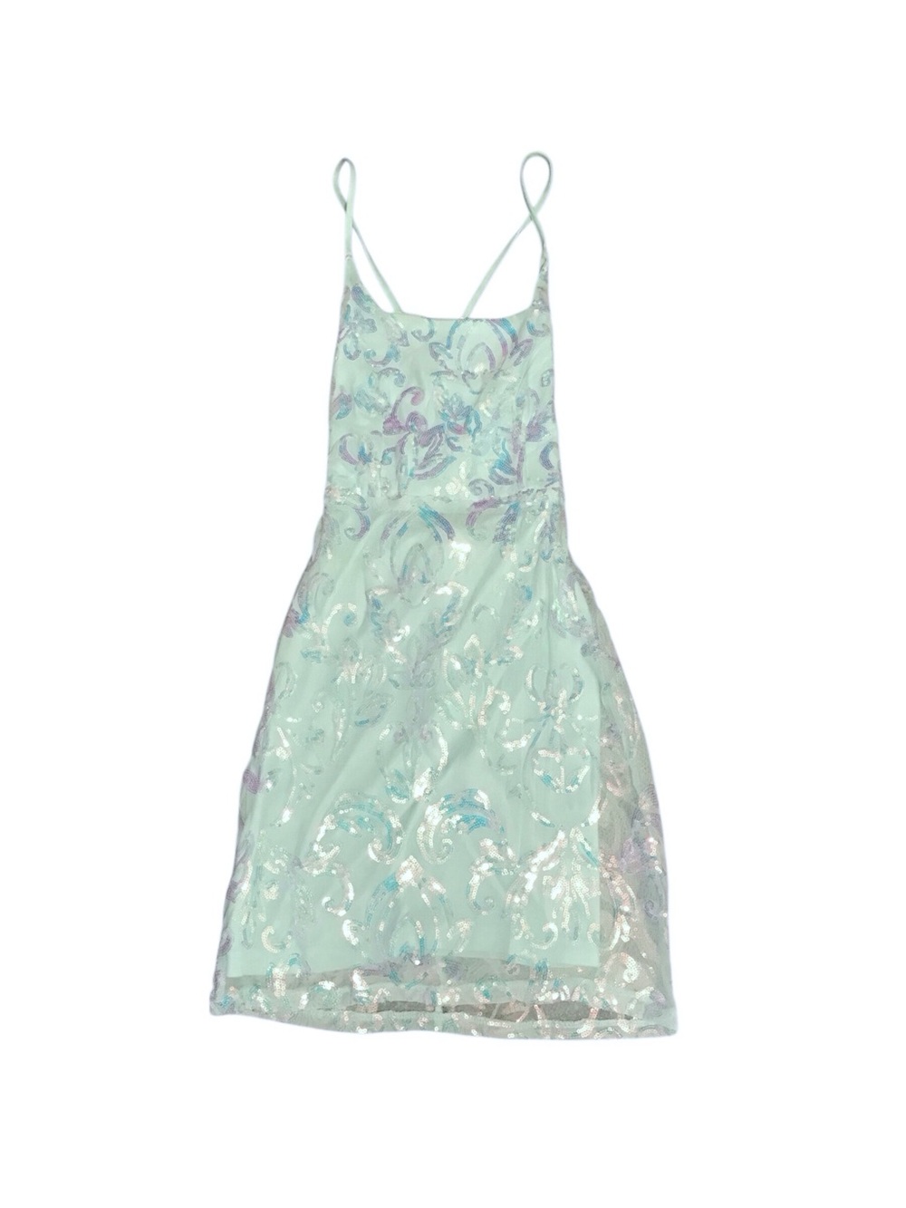 Mint Sequin Embellished Spaghetti Strap Dress